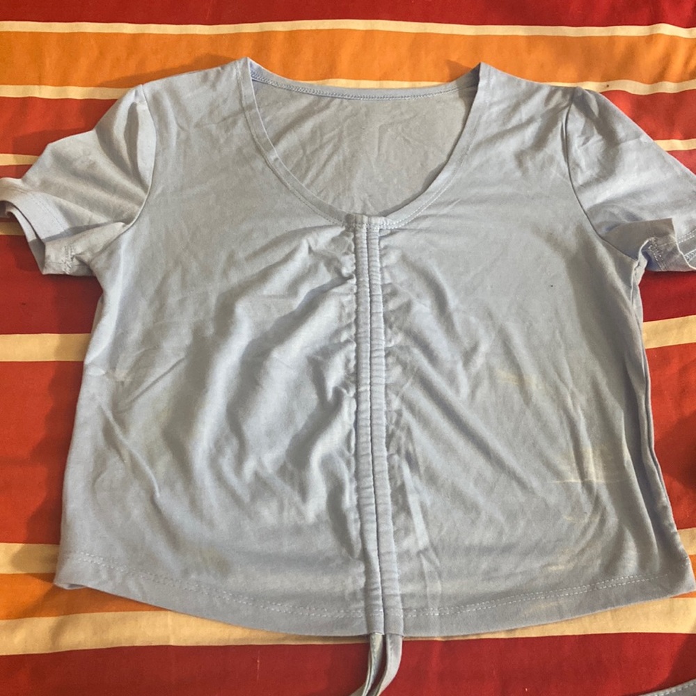 Drawstring front crop top